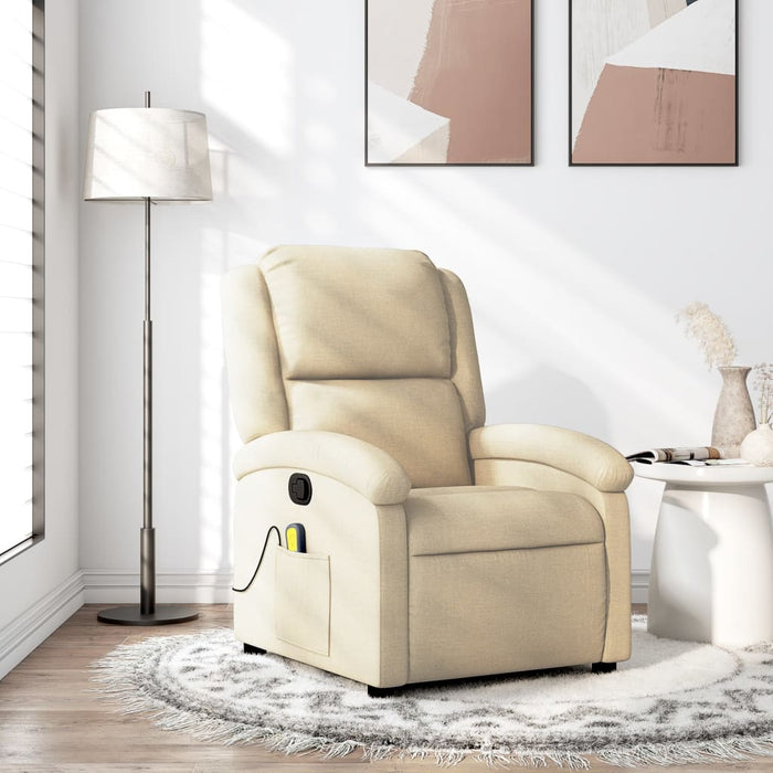 Fotoliu de masaj reclinabil, material textil crem - WALTI WALTI