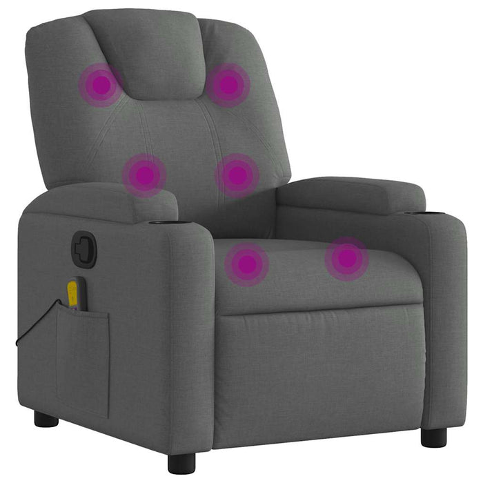 Fotoliu reclinabil cu masaj, gri închis, material textil - WALTI WALTI