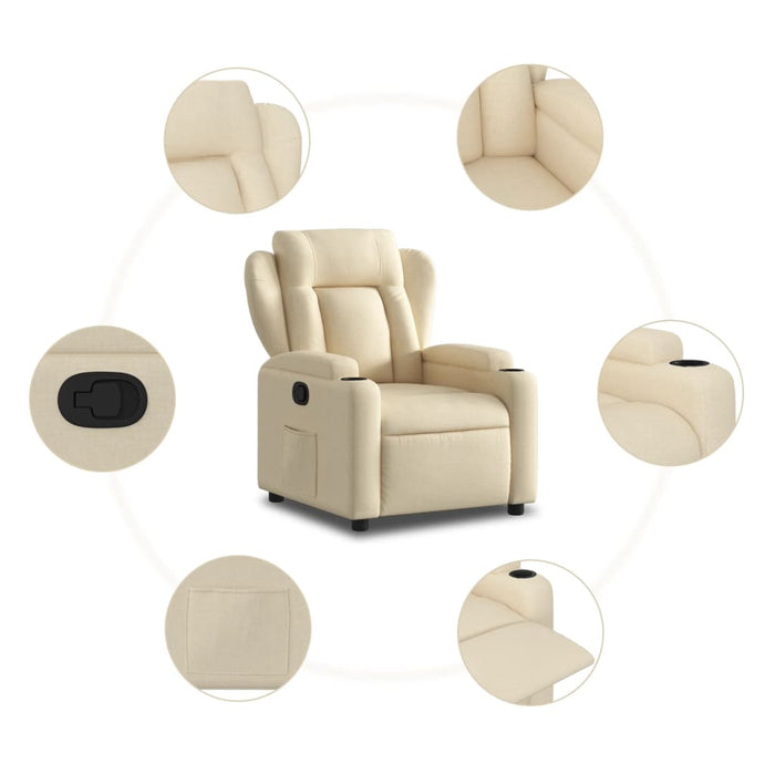 Fotoliu rabatabil, material textil crem WALTI