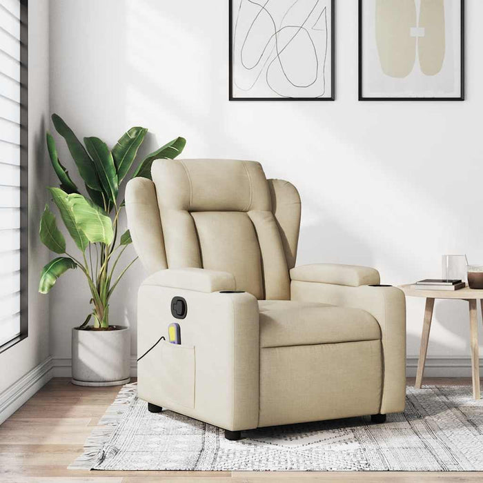 Fotoliu de masaj reclinabil, material textil crem - WALTI WALTI