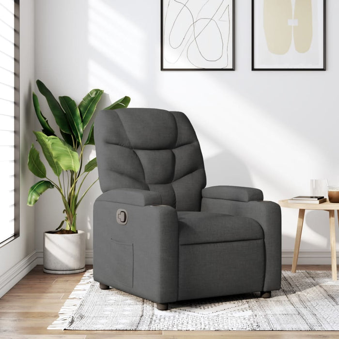 Fotoliu rabatabil gri închis, material textil WALTI