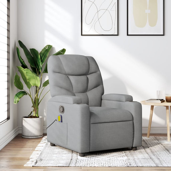 Fotoliu reclinabil cu masaj, gri deschis, material textil - WALTI WALTI