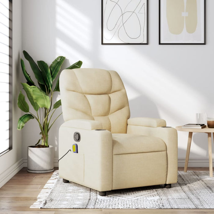 Fotoliu de masaj reclinabil, material textil crem - WALTI WALTI