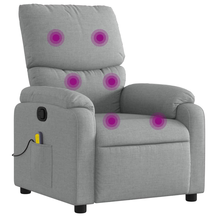 Fotoliu reclinabil cu masaj, gri deschis, material textil - WALTI WALTI