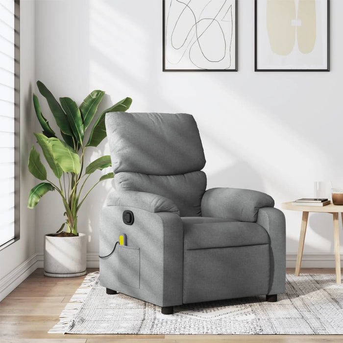 Fotoliu reclinabil cu masaj, gri deschis, material textil - WALTI WALTI
