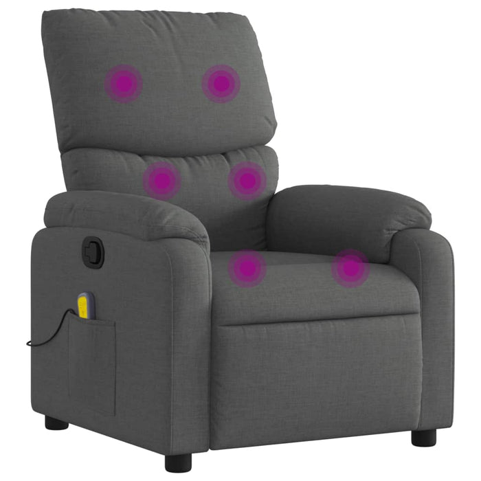 Fotoliu reclinabil cu masaj, gri închis, material textil WALTI