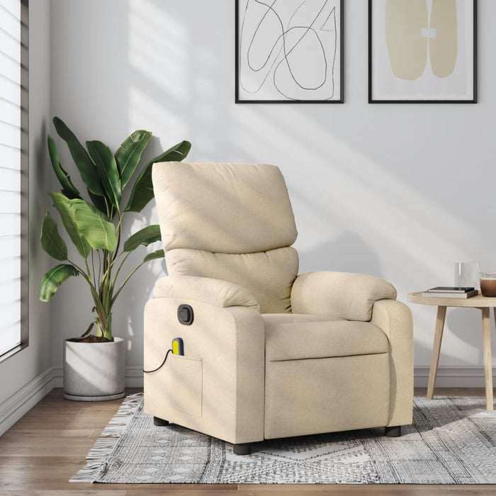 Fotoliu de masaj reclinabil, material textil crem - WALTI WALTI