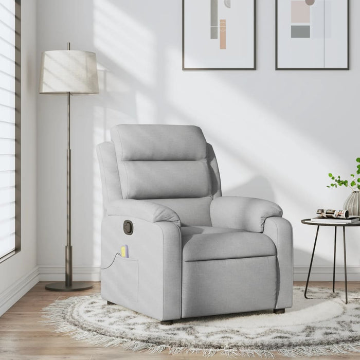 Fotoliu reclinabil cu masaj, gri deschis, material textil - WALTI WALTI