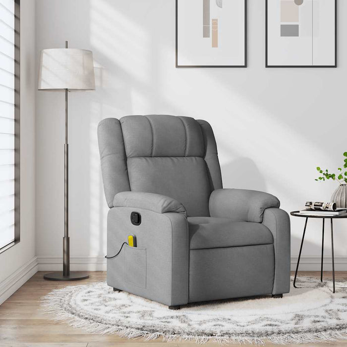 Fotoliu reclinabil cu masaj, gri deschis, material textil - WALTI WALTI