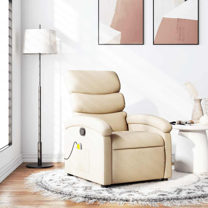 Fotoliu de masaj reclinabil, material textil crem - WALTI WALTI