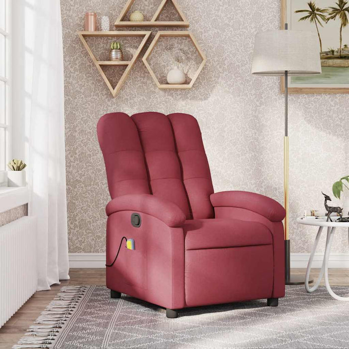Fotoliu reclinabil cu masaj, material textil roșu vin - WALTI WALTI