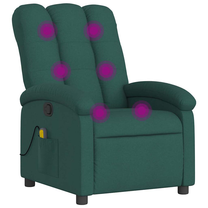 Fotoliu reclinabil cu masaj, verde închis, material textil - WALTI WALTI
