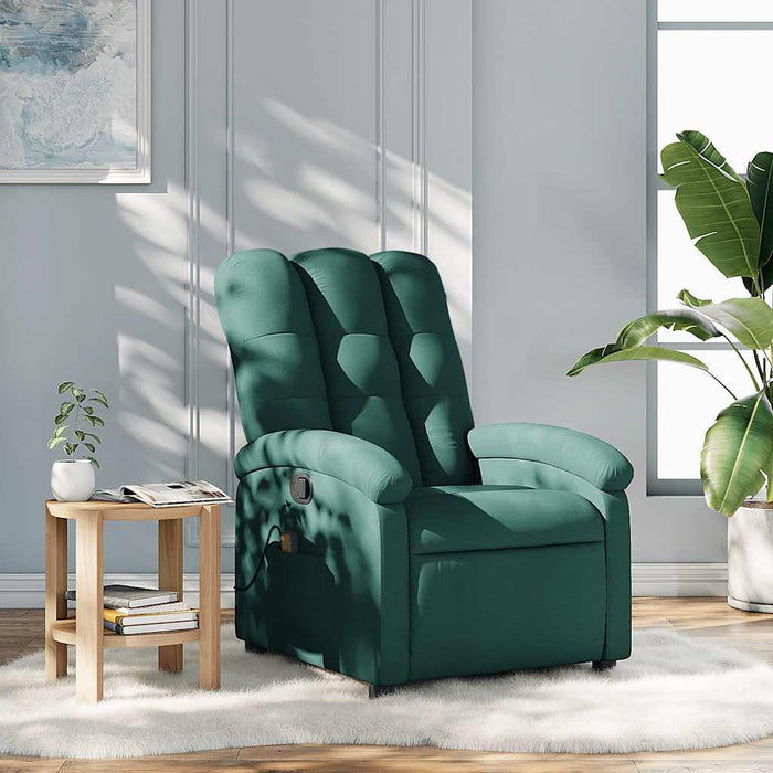 Fotoliu reclinabil cu masaj, verde închis, material textil - WALTI WALTI