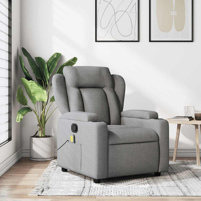Fotoliu reclinabil cu masaj, gri deschis, material textil - WALTI WALTI