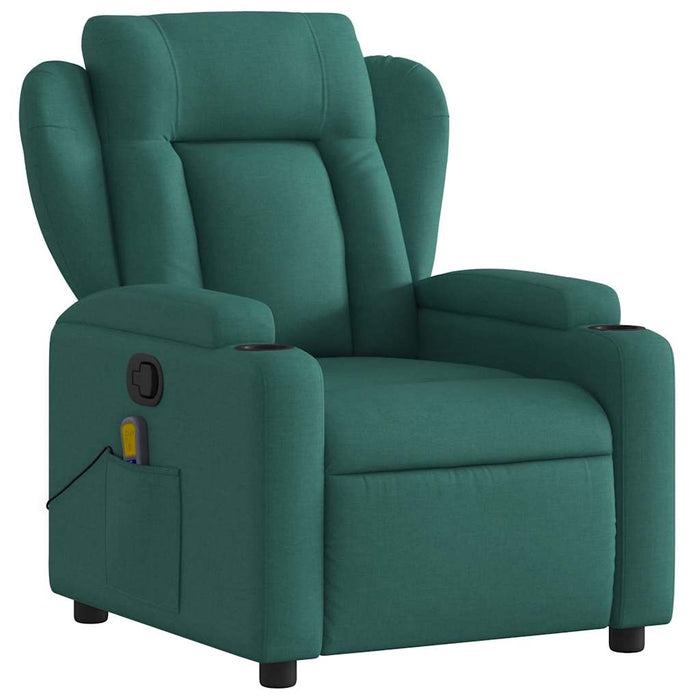 Fotoliu reclinabil cu masaj, verde închis, material textil - WALTI WALTI