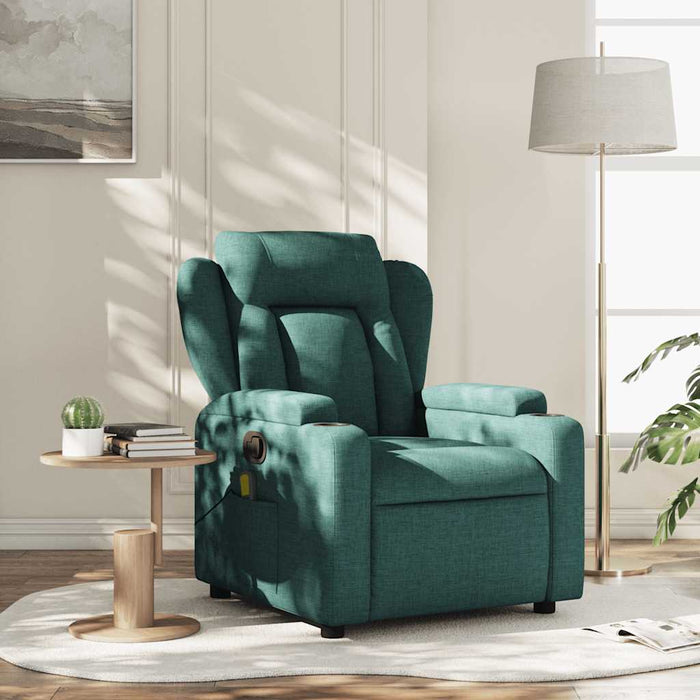Fotoliu reclinabil cu masaj, verde închis, material textil - WALTI WALTI
