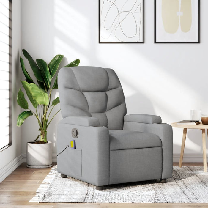 Fotoliu reclinabil cu masaj, gri deschis, material textil - WALTI WALTI