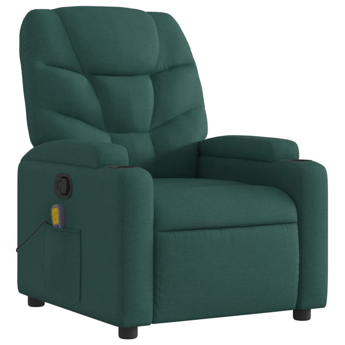 Fotoliu reclinabil cu masaj, verde închis, material textil - WALTI WALTI