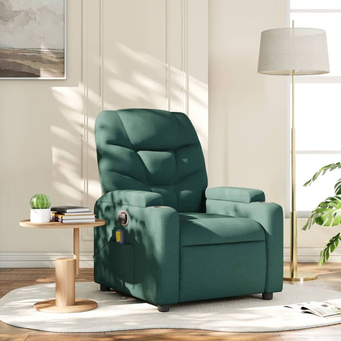 Fotoliu reclinabil cu masaj, verde închis, material textil - WALTI WALTI