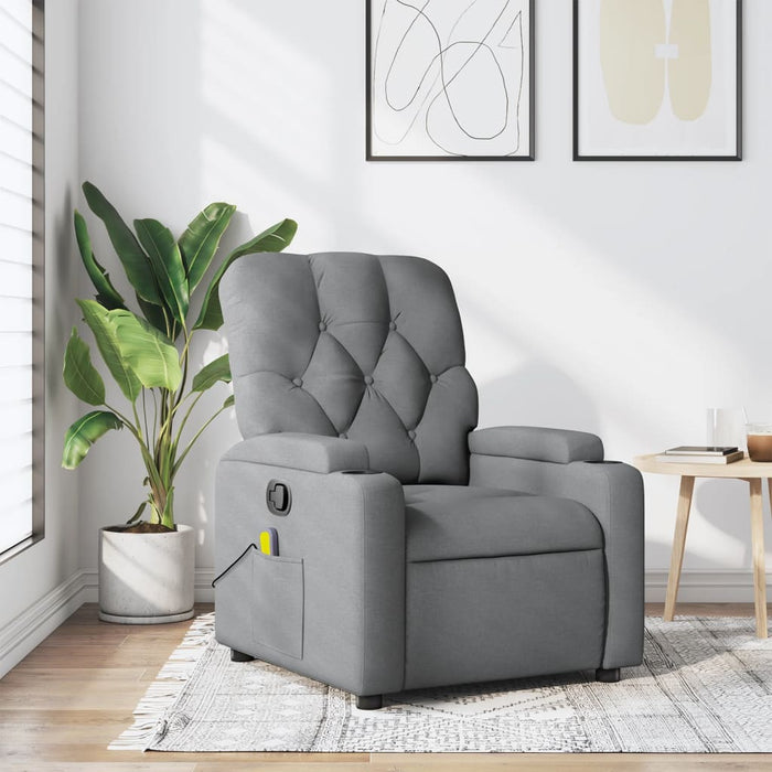 Fotoliu reclinabil cu masaj, gri deschis, material textil - WALTI WALTI