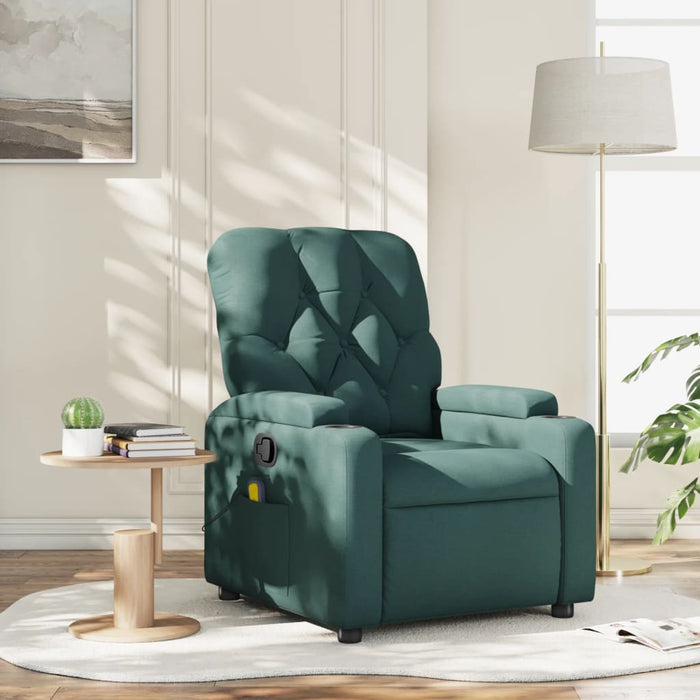 Fotoliu reclinabil cu masaj, verde închis, material textil - WALTI WALTI