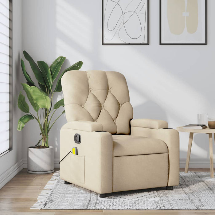 Fotoliu de masaj reclinabil, material textil crem - WALTI WALTI