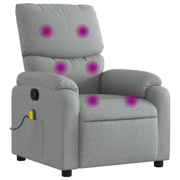 Fotoliu reclinabil cu masaj, gri deschis, material textil - WALTI WALTI