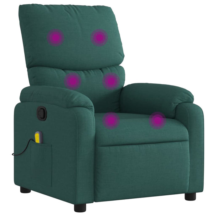 Fotoliu reclinabil cu masaj, verde închis, material textil - WALTI WALTI