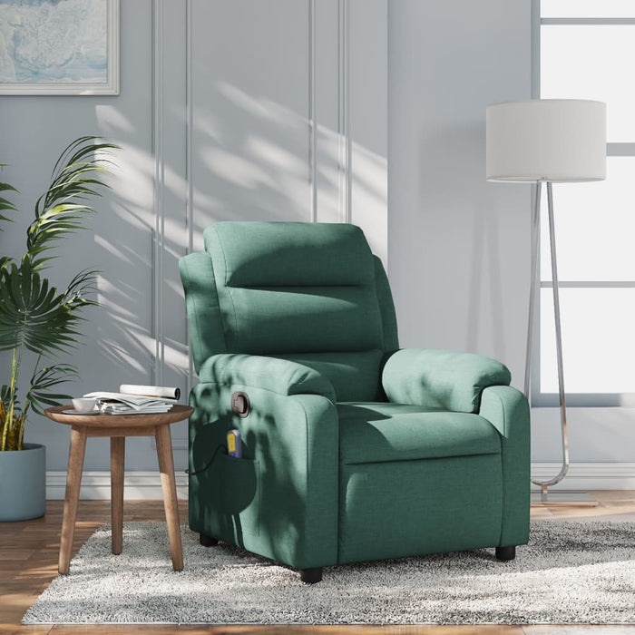 Fotoliu reclinabil cu masaj, verde închis, material textil - WALTI WALTI