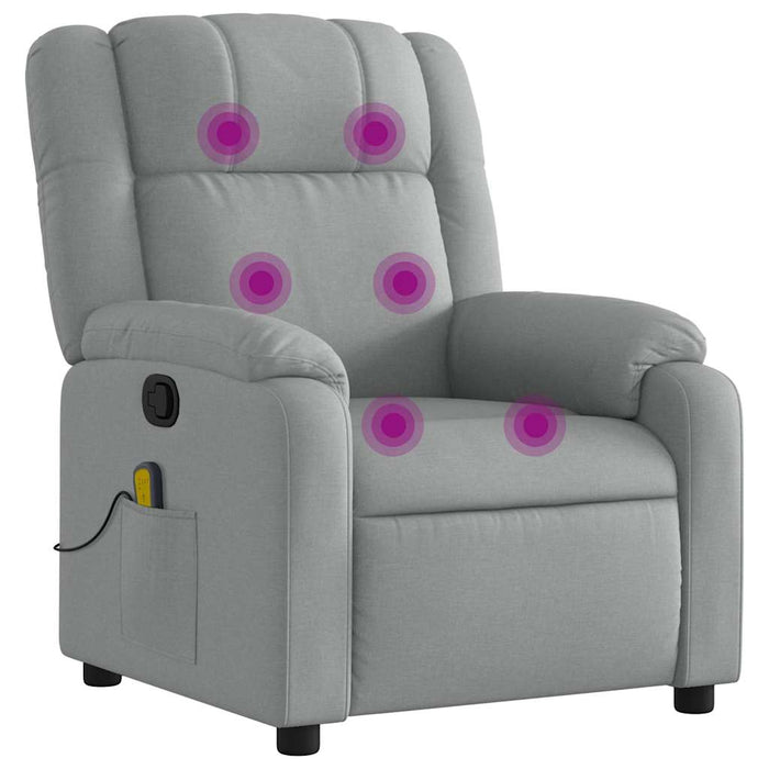 Fotoliu reclinabil cu masaj, gri deschis, material textil - WALTI WALTI