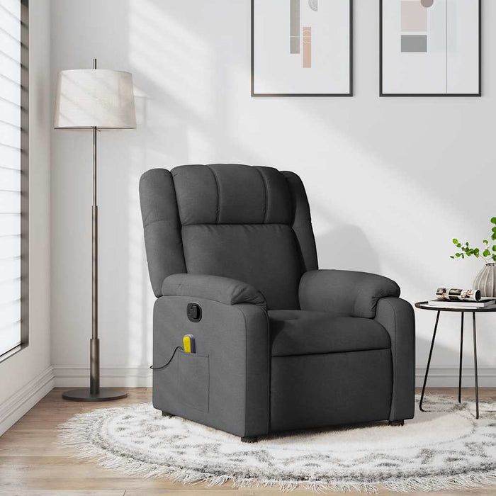 Fotoliu reclinabil cu masaj, gri închis, material textil WALTI