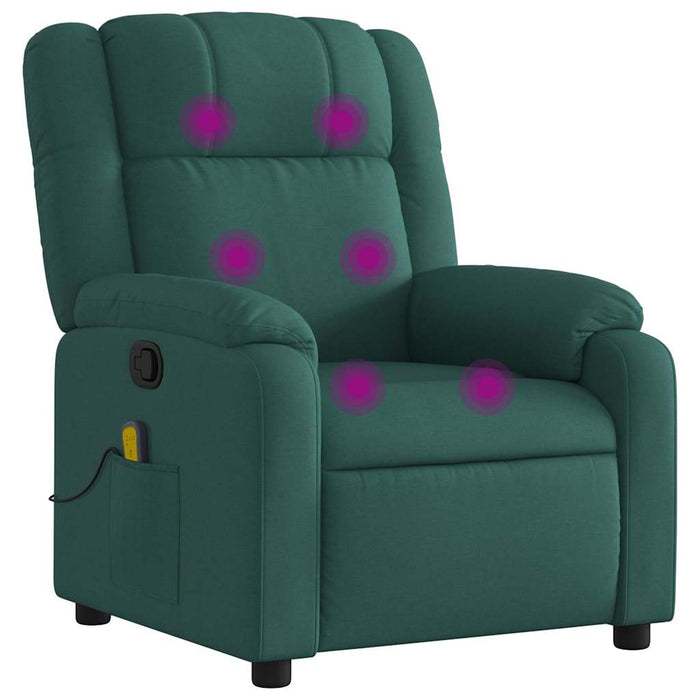Fotoliu reclinabil cu masaj, verde închis, material textil - WALTI WALTI