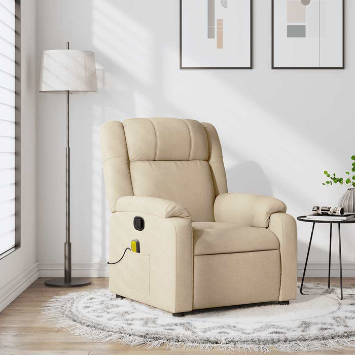 Fotoliu de masaj reclinabil, material textil crem - WALTI WALTI