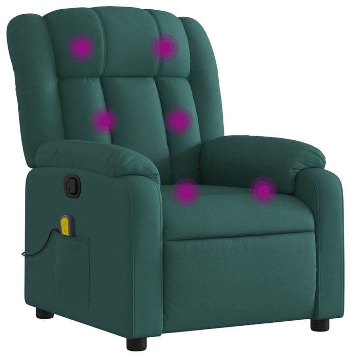Fotoliu reclinabil cu masaj, verde închis, material textil - WALTI WALTI