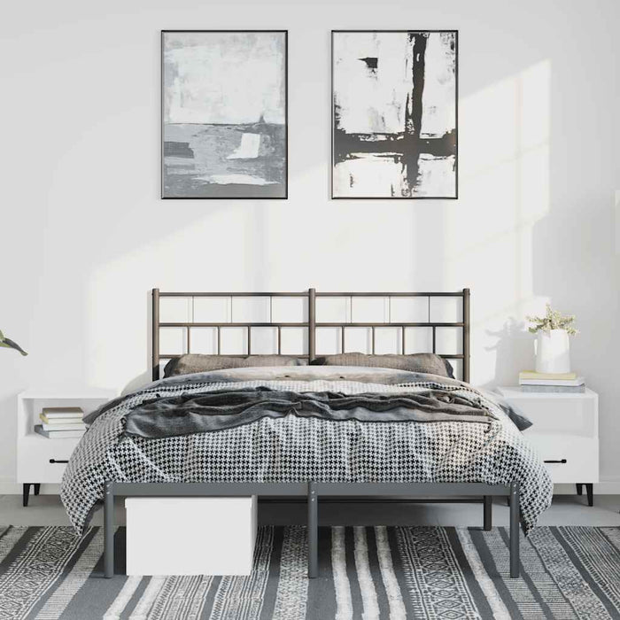 Cadru de pat metalic cu tăblie, negru, 135x190 cm - WALTI WALTI