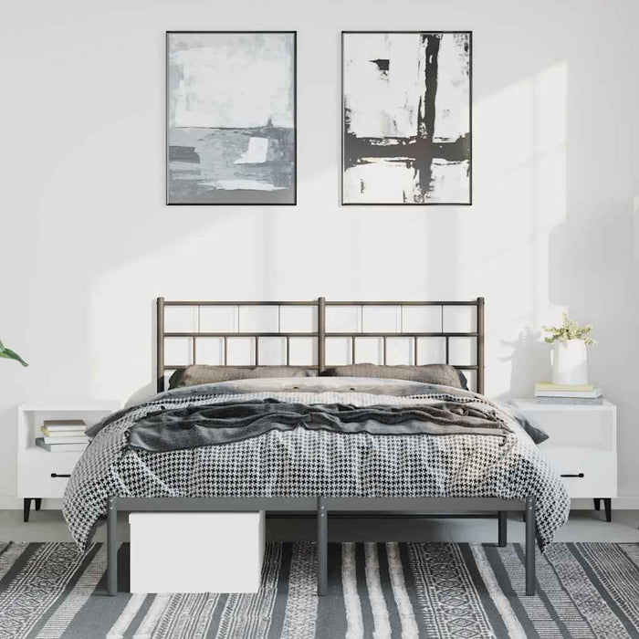 Cadru de pat metalic cu tăblie, negru, 150x200 cm WALTI