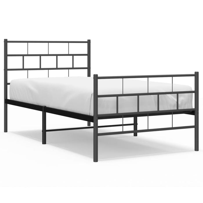 Cadru pat metalic cu tăblii de cap/picioare, negru, 90x190 cm WALTI