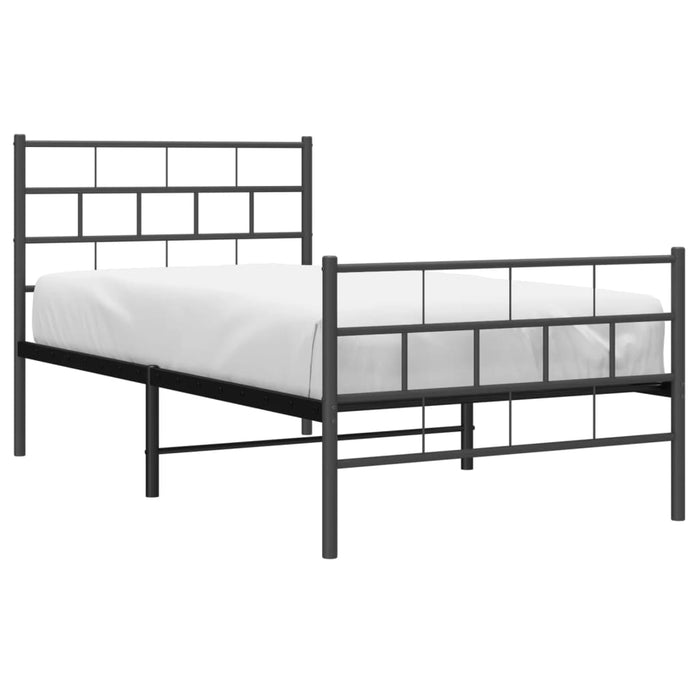 Cadru pat metalic cu tăblii de cap/picioare, negru, 90x190 cm WALTI