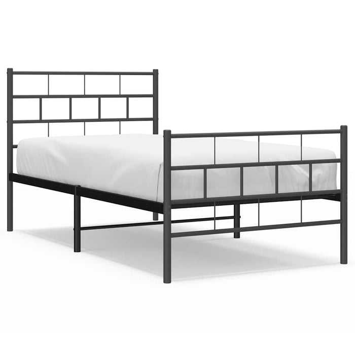 Cadru pat metalic cu tăblii de cap/picioare, negru, 100x190 cm - WALTI WALTI