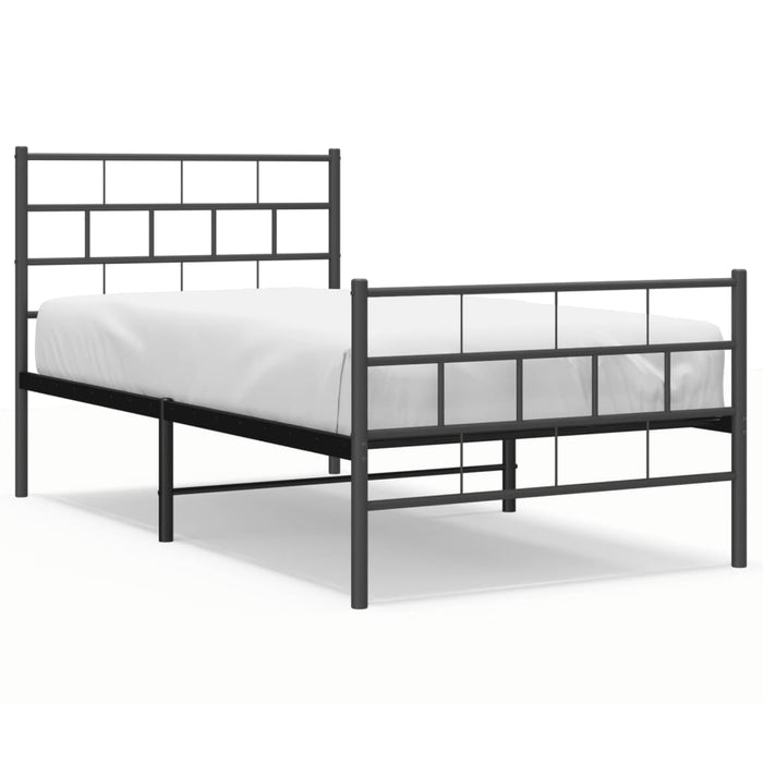 Cadru pat metalic cu tăblii de cap/picioare, negru, 107x203 cm WALTI