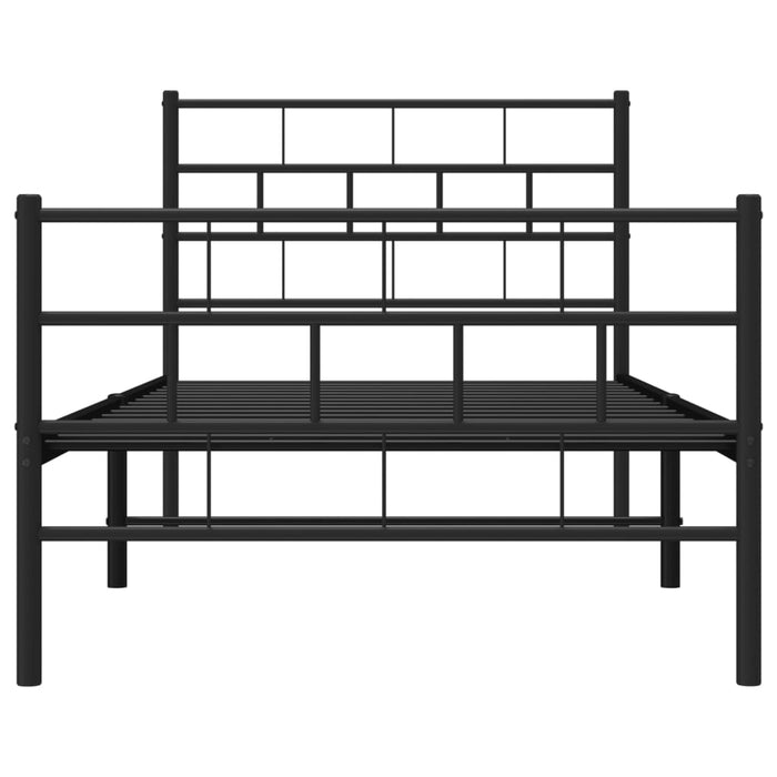 Cadru pat metalic cu tăblii de cap/picioare, negru, 107x203 cm WALTI