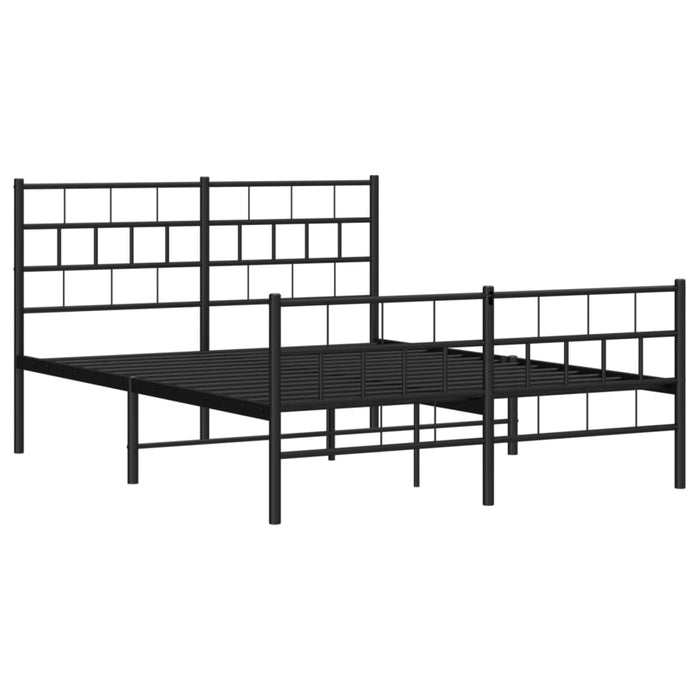 Cadru pat metalic cu tăblie de cap/picioare, negru, 140x190 cm - WALTI WALTI