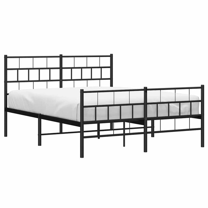 Cadru pat metalic cu tăblie de cap/picioare, negru, 150x200 cm WALTI