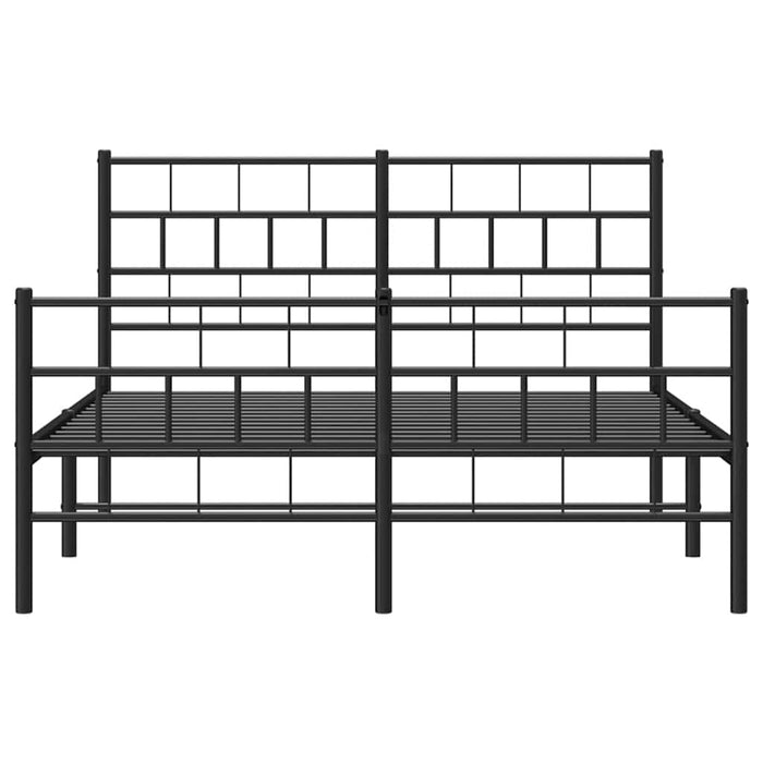 Cadru pat metalic cu tăblie de cap/picioare, negru, 150x200 cm WALTI