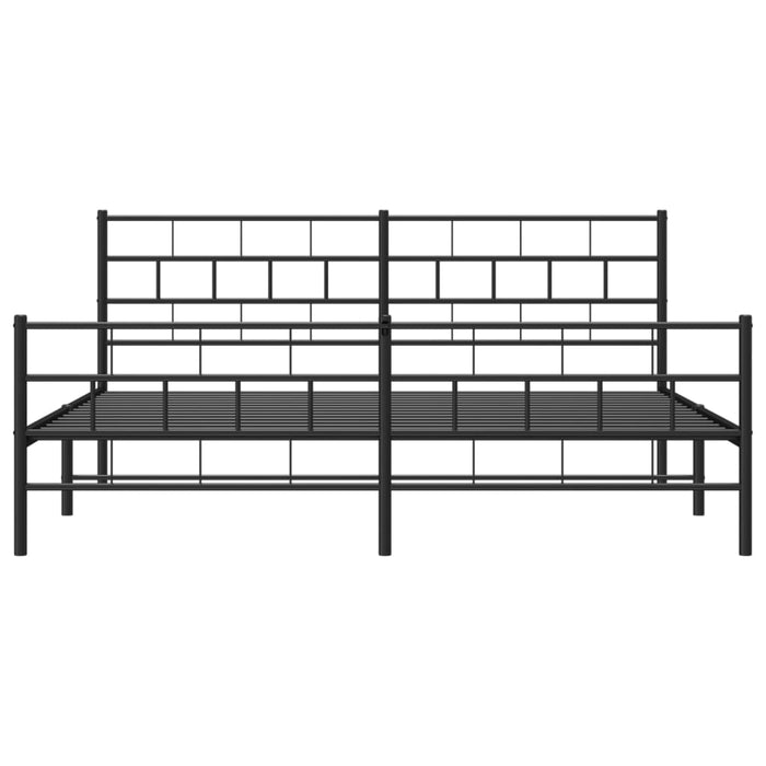 Cadru pat metalic cu tăblii de cap/picioare, negru, 200x200 cm - WALTI WALTI