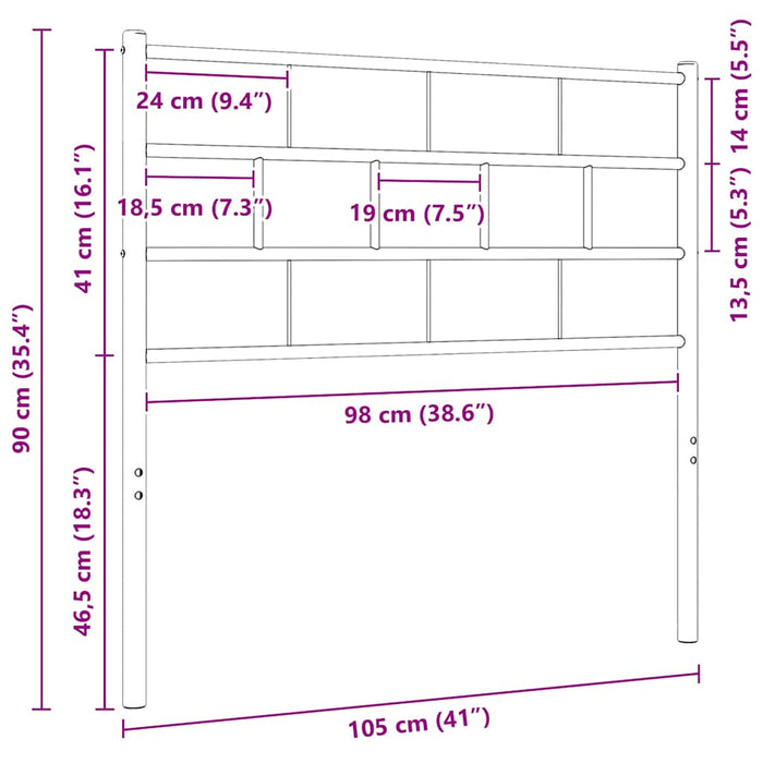 Tăblie de pat de schimb metalică, negru, 100 cm WALTI
