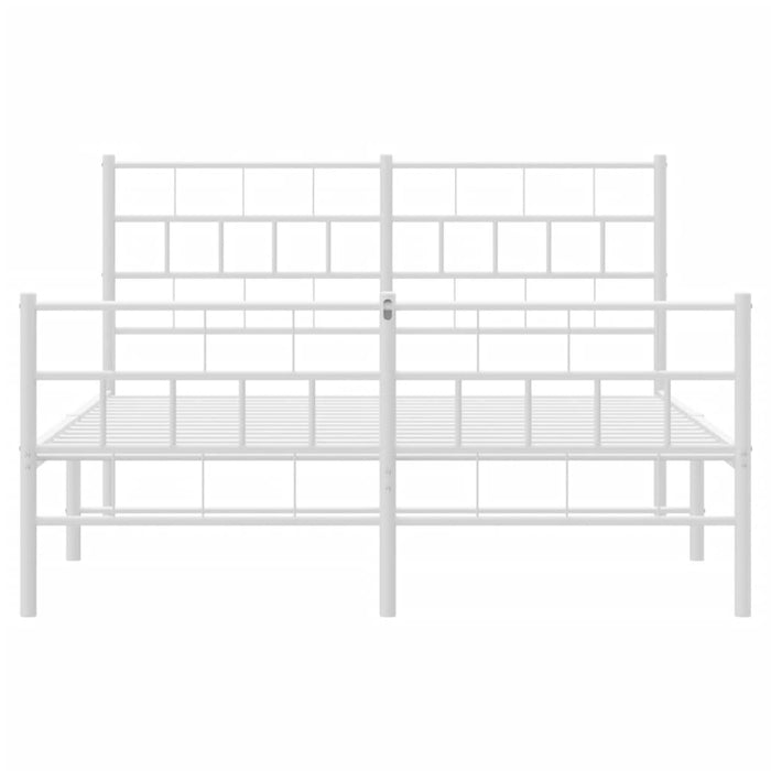 Cadru de pat metalic cu tăblie de cap/picioare, alb, 140x190 cm - WALTI WALTI