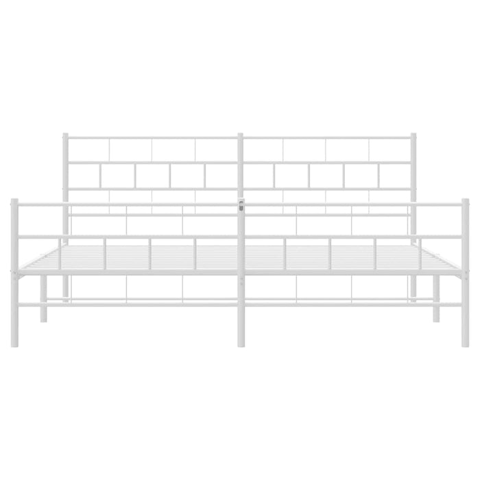 Cadru de pat metalic cu tăblie de cap/picioare, alb, 183x213 cm - WALTI WALTI