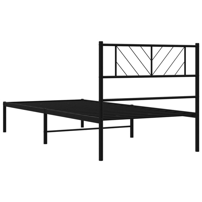Cadru de pat metalic cu tăblie, negru, 75x190 cm - WALTI WALTI
