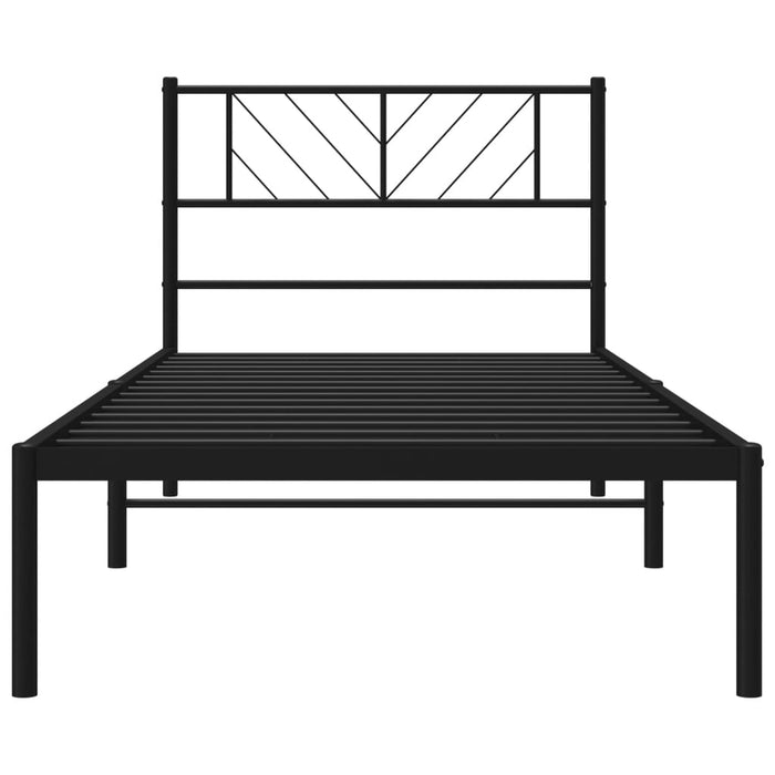 Cadru pat metalic cu tăblie, negru, 90x200 cm WALTI